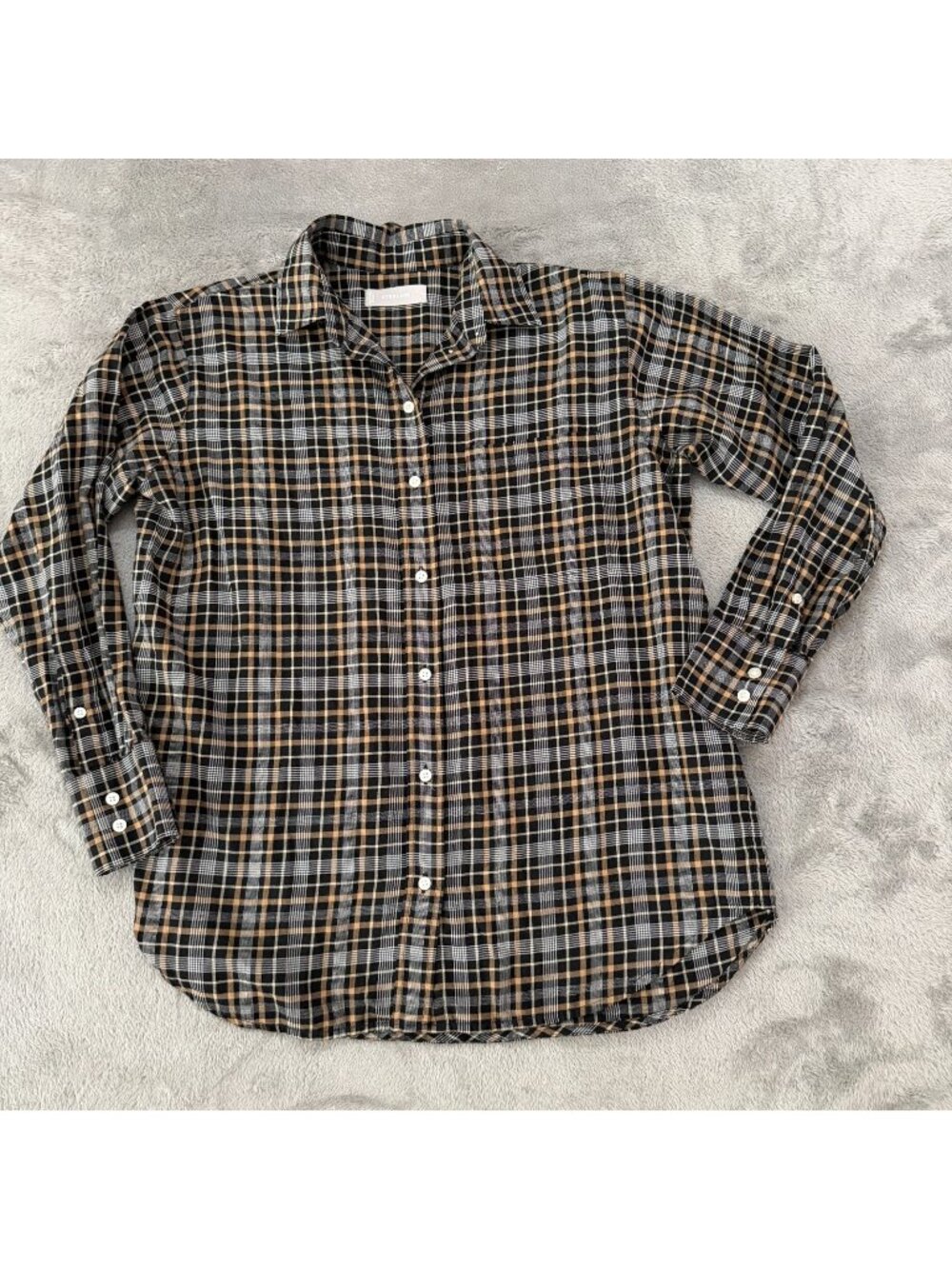 Everlane Plaid Long Sleeve Button Up Shirt Blouse Womens 0 100% Cotton